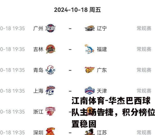 华杰巴西球队主场告捷，积分榜位置稳固